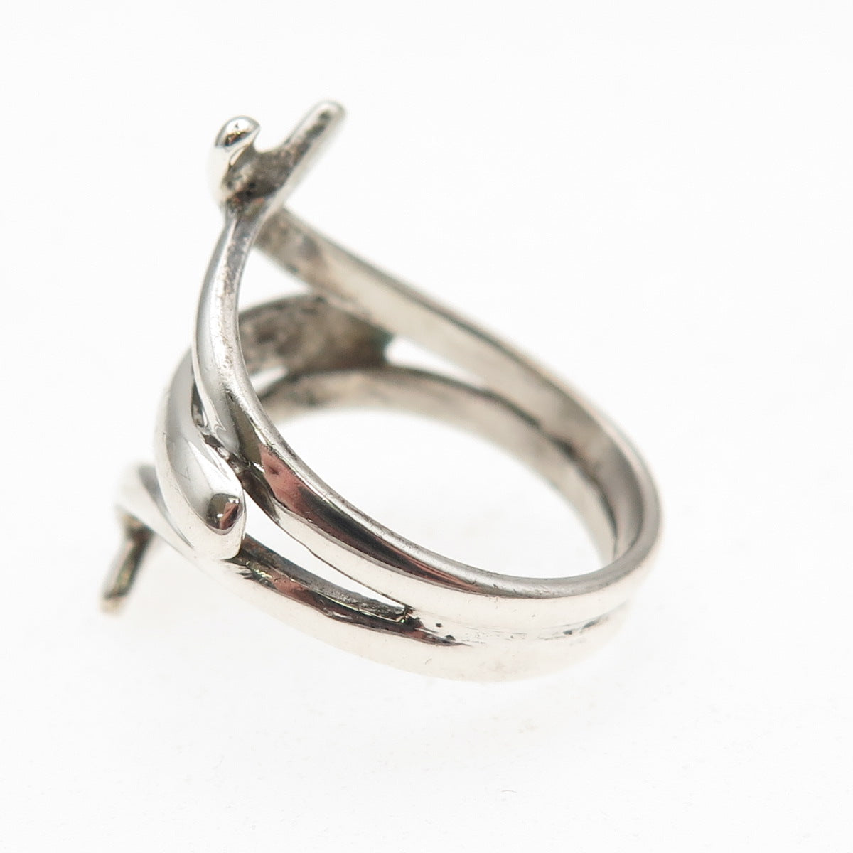 950 Silver Vintage Modernist Crisscross Ring Size 7