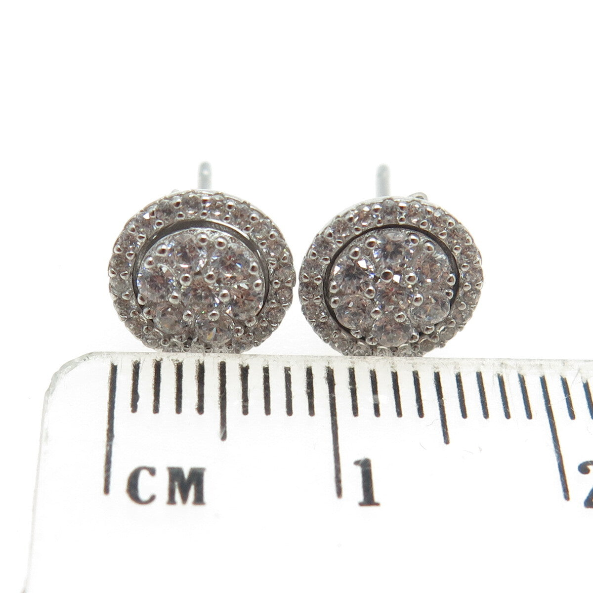 925 Sterling Silver Round-Cut C Z Interchangeable Stud Earrings