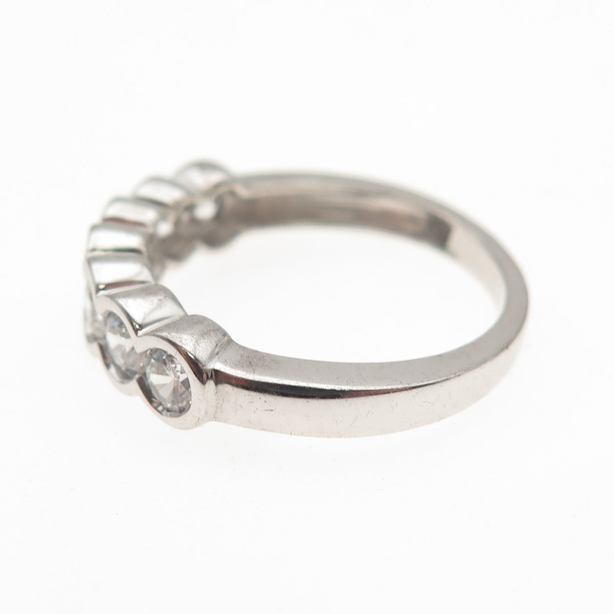 925 Sterling Silver Round-Cut C Z Half Eternity Ring Size 7