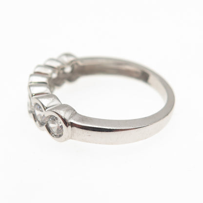 925 Sterling Silver Round-Cut C Z Half Eternity Ring Size 7