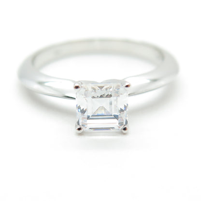 JD by Jewellery Design Sterling Silver Asscher-Cut C Z Engagement Ring Size 7