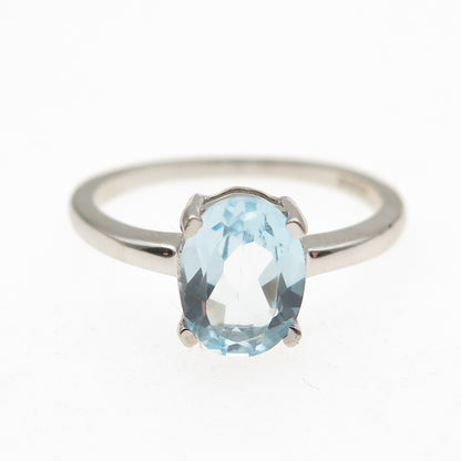 Dazzlers 925 Sterling Silver Real Oval-Cut Blue Topaz Ring Size 6