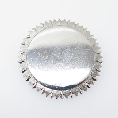 LAMODE 925 Sterling Silver Vintage Engravable Sun / Flower Pin Brooch