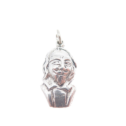 925 Sterling Silver Vintage William Shakespeare Minimalist Charm Pendant