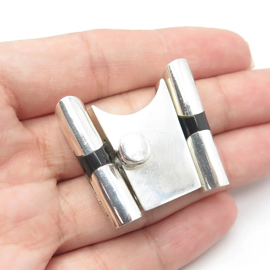 925 Sterling Silver Vintage Real Black Onyx Gem Lock Clasp For Necklace
