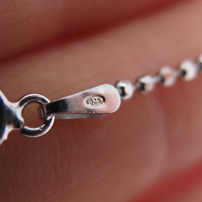 925 Sterling Silver Heart-Cut C Z Ball Beaded Chain Necklace 18"