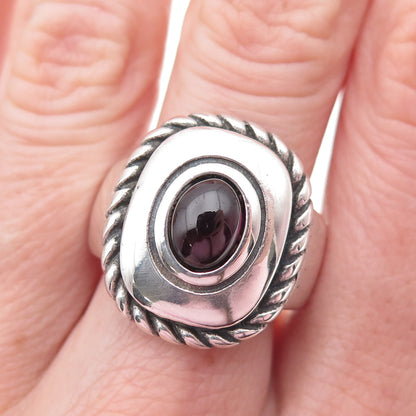 925 Sterling Silver Vintage Real Rhodolite Oxidized Ring Size 7