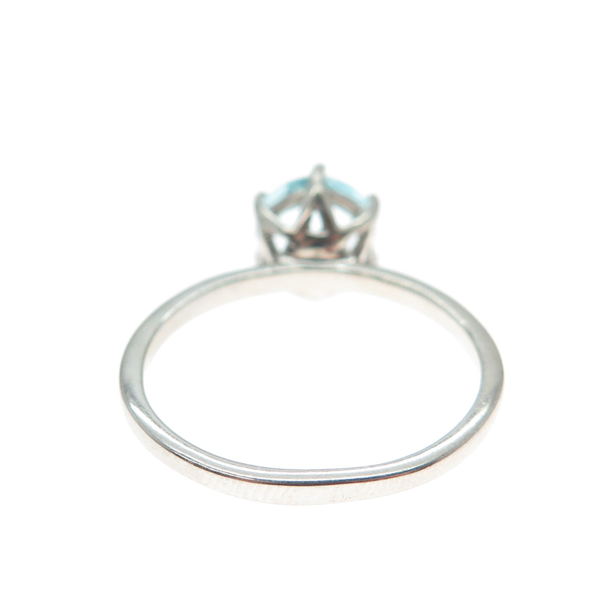 DAZZLERS 925 Sterling Silver Round-Cut Nano Blue Topaz Ring Size 7.75
