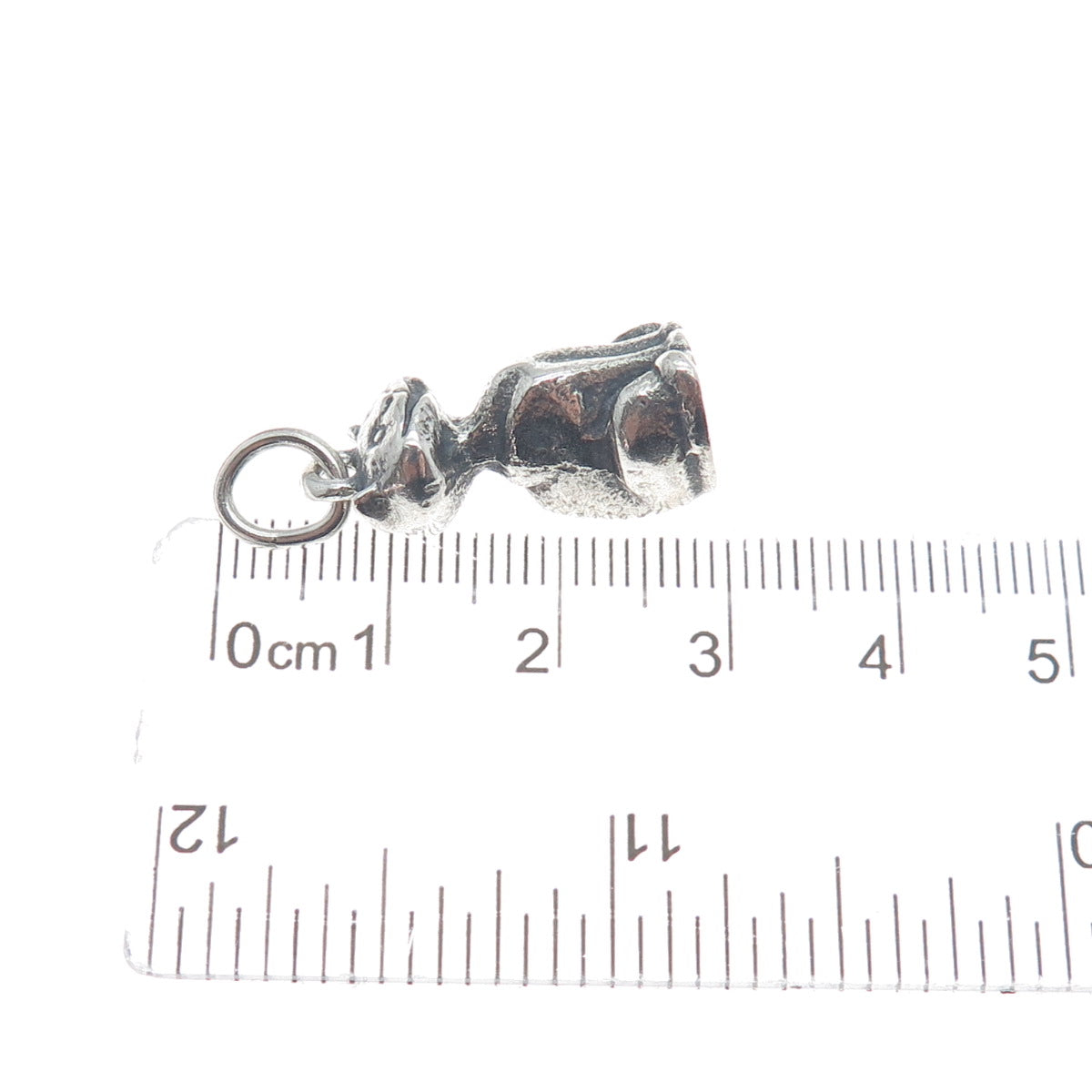 JO MICHELS 925 Sterling Silver Vintage Cat Oxidized Minimalist 3D Charm Pendant