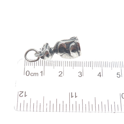 JO MICHELS 925 Sterling Silver Vintage Cat Oxidized Minimalist 3D Charm Pendant