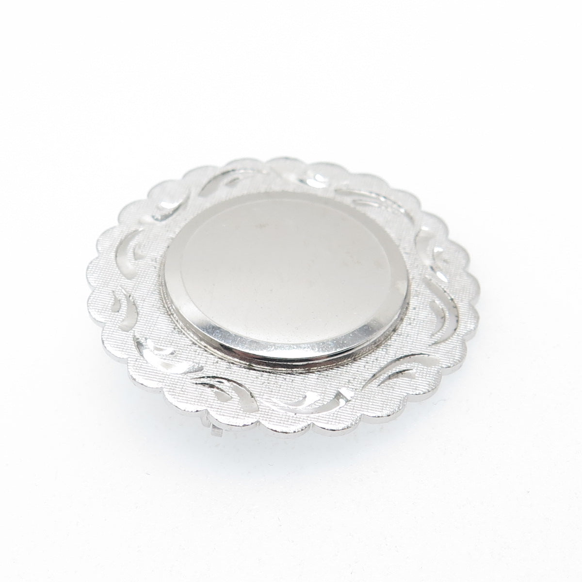 LAMODE 925 Sterling Silver Vintage Engravable Flower Pin Brooch