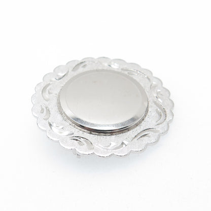 LAMODE 925 Sterling Silver Vintage Engravable Flower Pin Brooch
