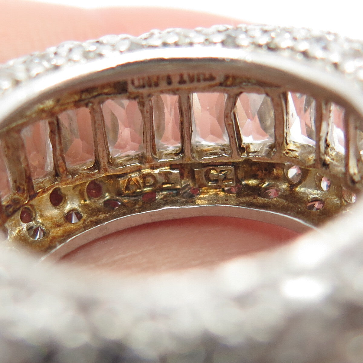 925 Sterling Silver Multi-C Z Band Ring Size 6.25
