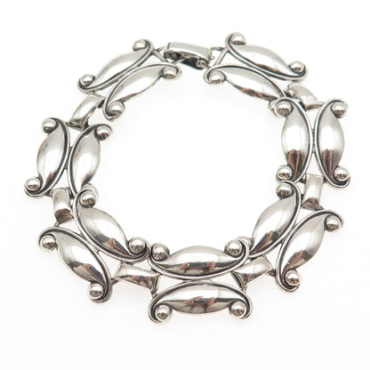 DANECRAFT 925 Sterling Silver Antique Art Deco Floral Oxidized Bracelet 7.5"