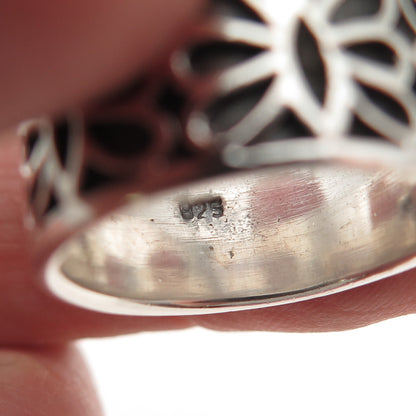 925 Sterling Silver Vintage Butterfly Oxidized Wide Band Ring Size 8