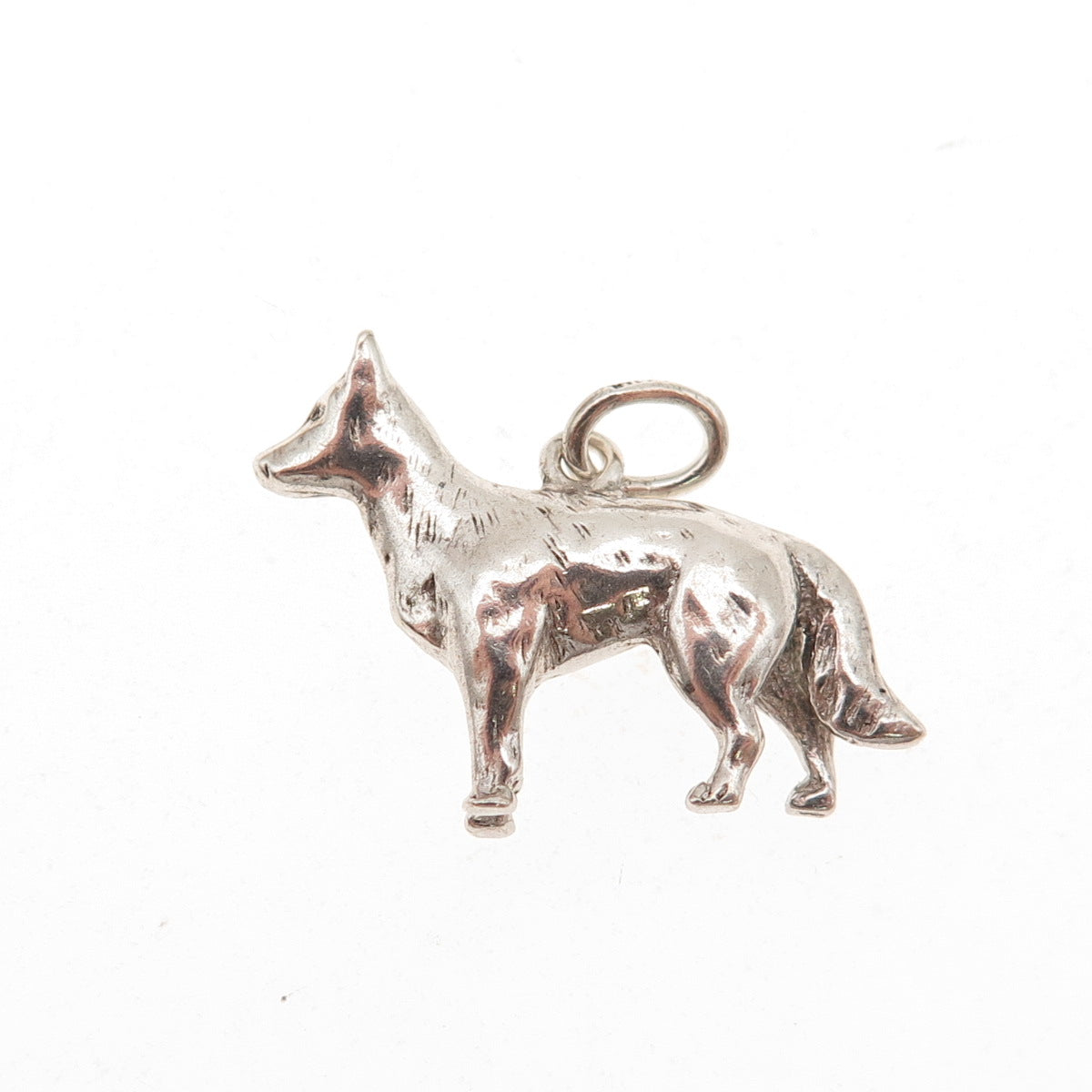 Wells 925 Sterling Silver Vintage German Shepherd Dog Oxidized Charm Pendant