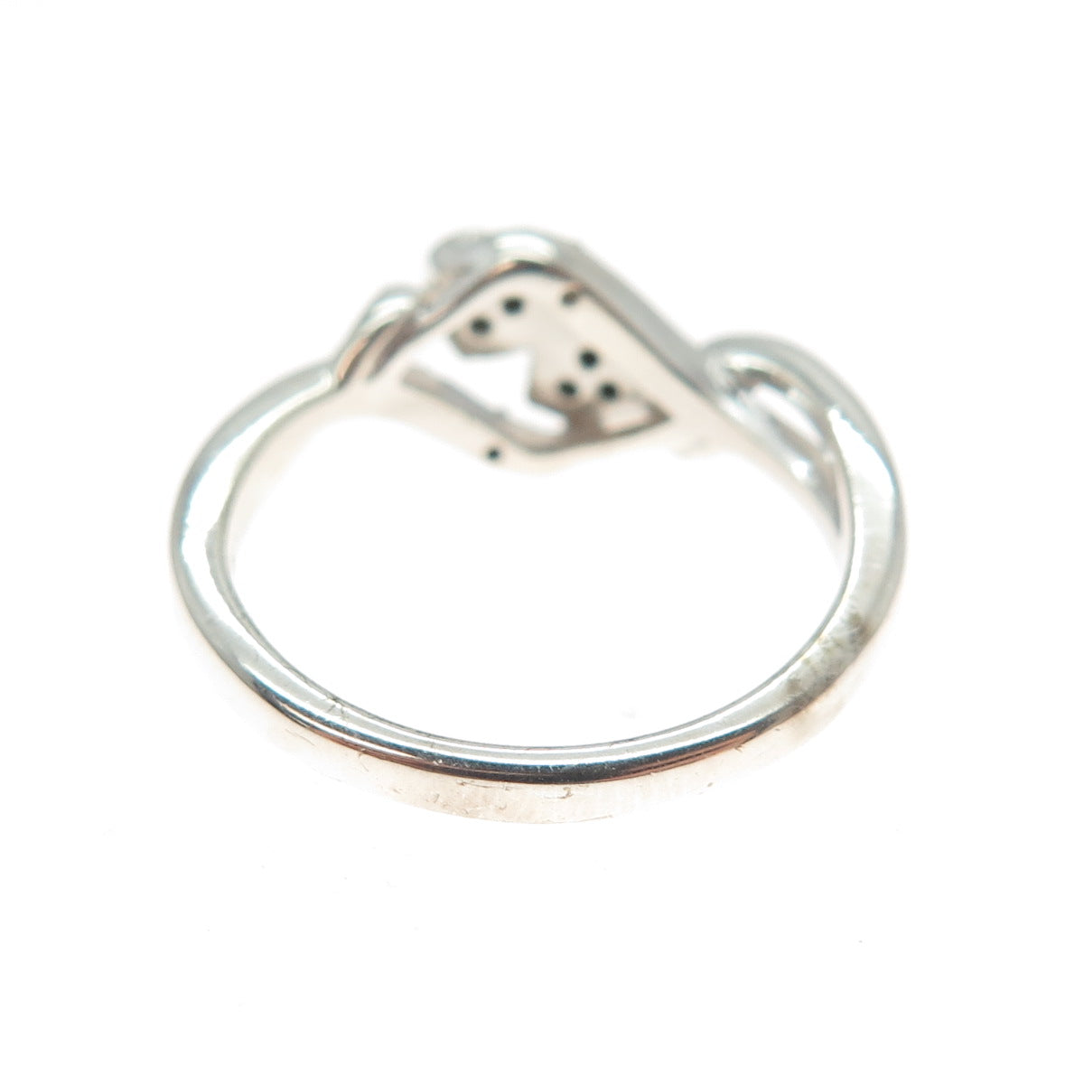 JASANI DESIGNS 925 Sterling Silver Real Diamond Couple Heart Ring Size 7