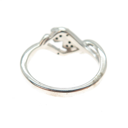 JASANI DESIGNS 925 Sterling Silver Real Diamond Couple Heart Ring Size 7