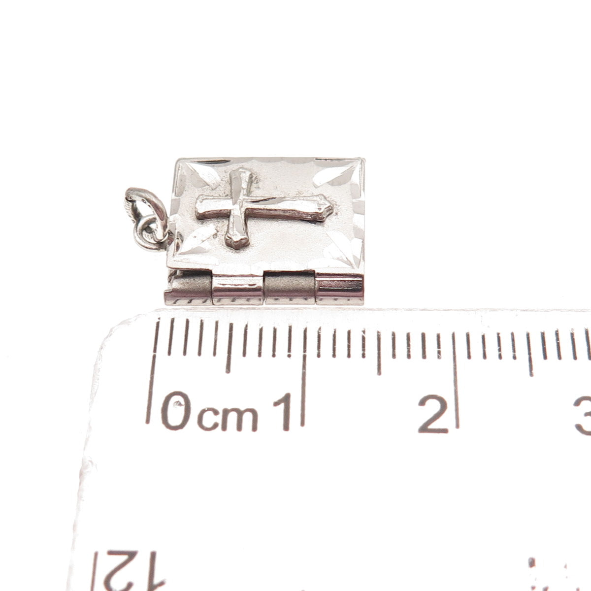 Danecraft 925 Sterling Antique Art Deco Cross Prayer Locket Mini Charm Pendant