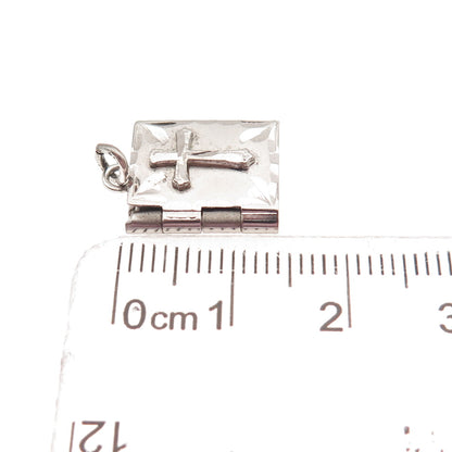 Danecraft 925 Sterling Antique Art Deco Cross Prayer Locket Mini Charm Pendant
