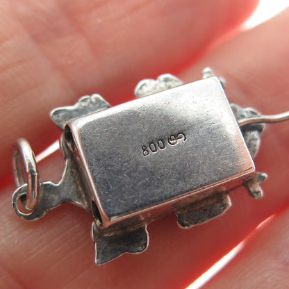 800 Silver Antique SP Cuckoo Clock Oxidized Minimalist Movable Charm Pendant