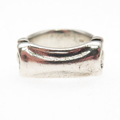 925 Sterling Silver Vintage Modernist Oxidized Ring Size 5.75