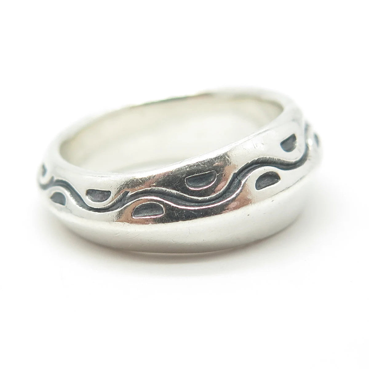 925 Sterling Silver Vintage Modernist Ring Size 7