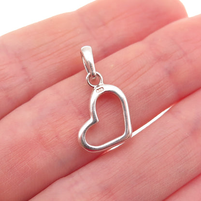 925 Sterling Silver Vintage Open Heart Mini Charm Pendant