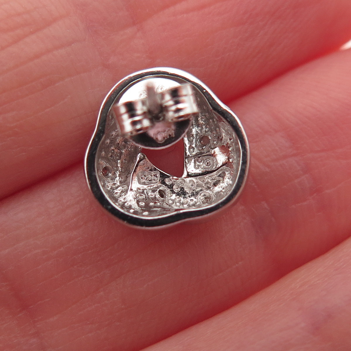 Charles Winston 925 Sterling Silver Real Diamond Twisted Knot Stud Earrings