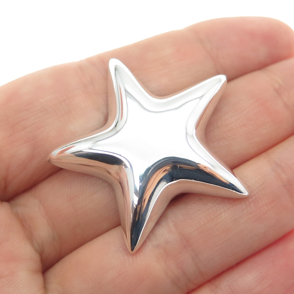 TIFFANY & CO. 925 Sterling Silver Vintage Mexico Modernist Puffy Star Pin Brooch