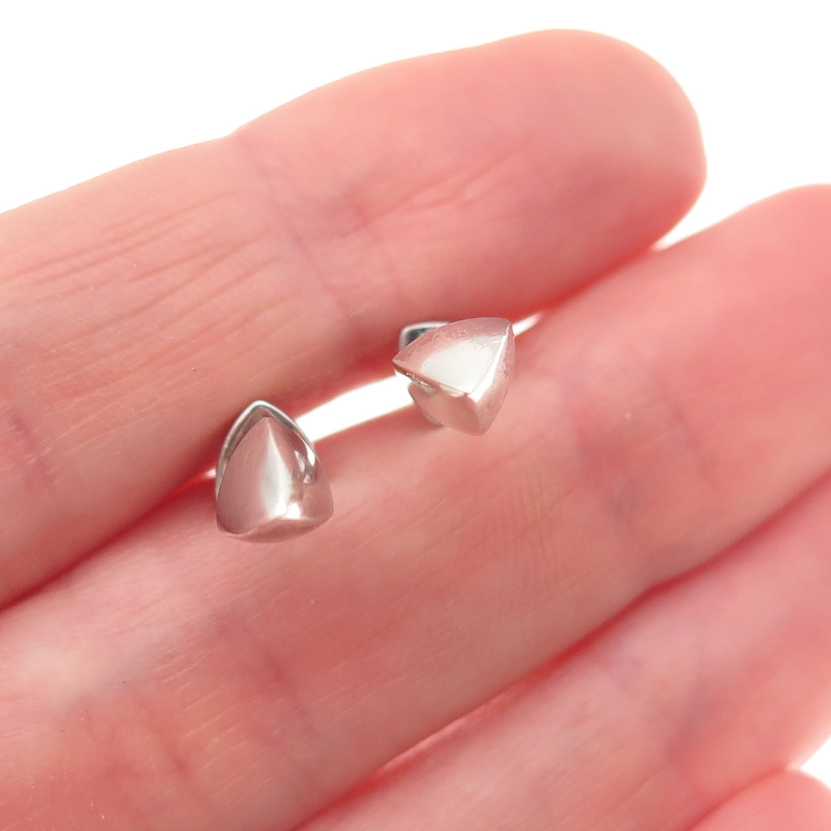 925 Sterling Silver Real Round-Cut Diamond Thorn Stud Earrings