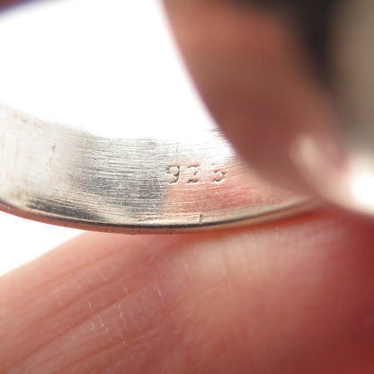 925 Sterling Silver Vintage Real Agate Modernist Ring Size 6