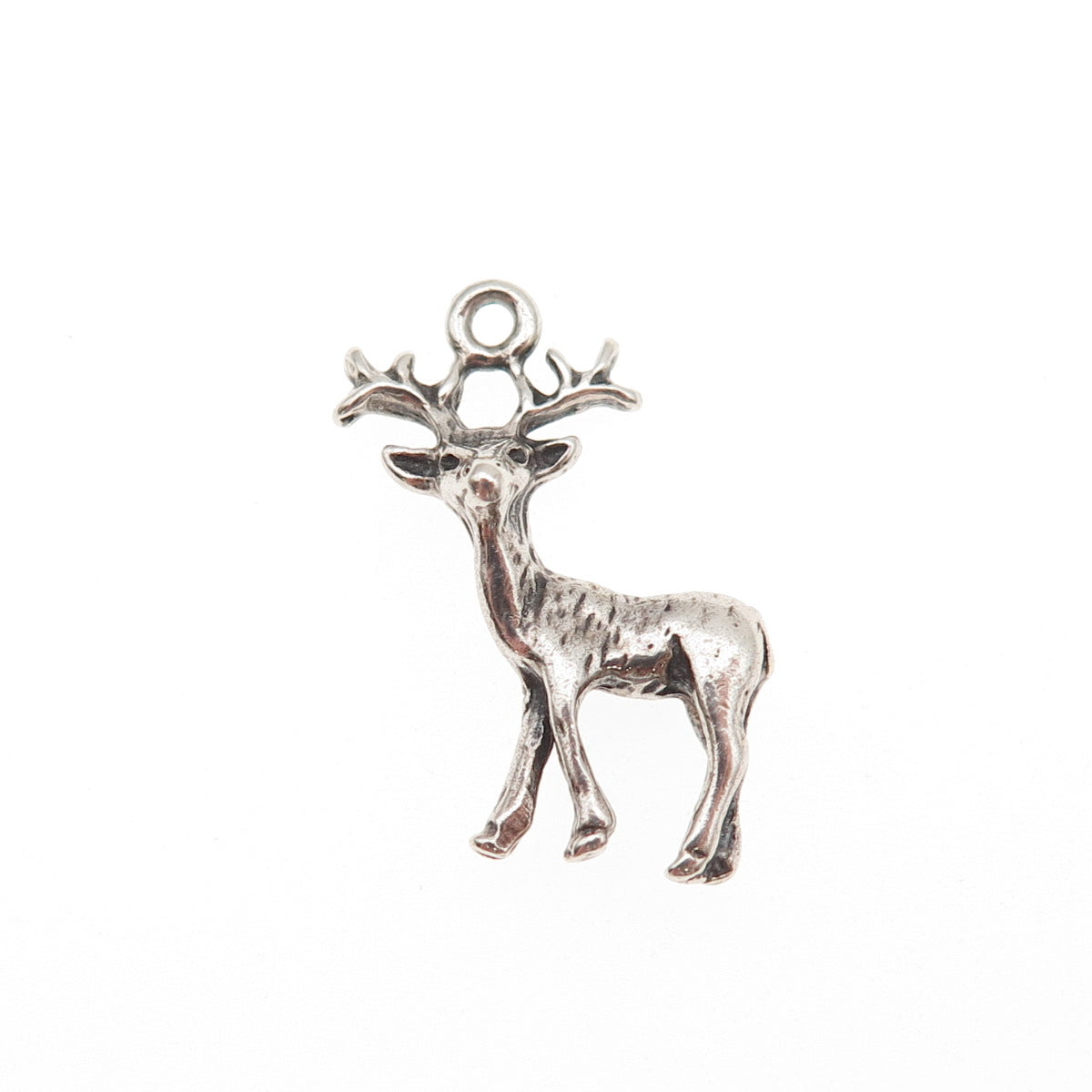 925 Sterling Silver Vintage Deer Oxidized Mini Charm Pendant