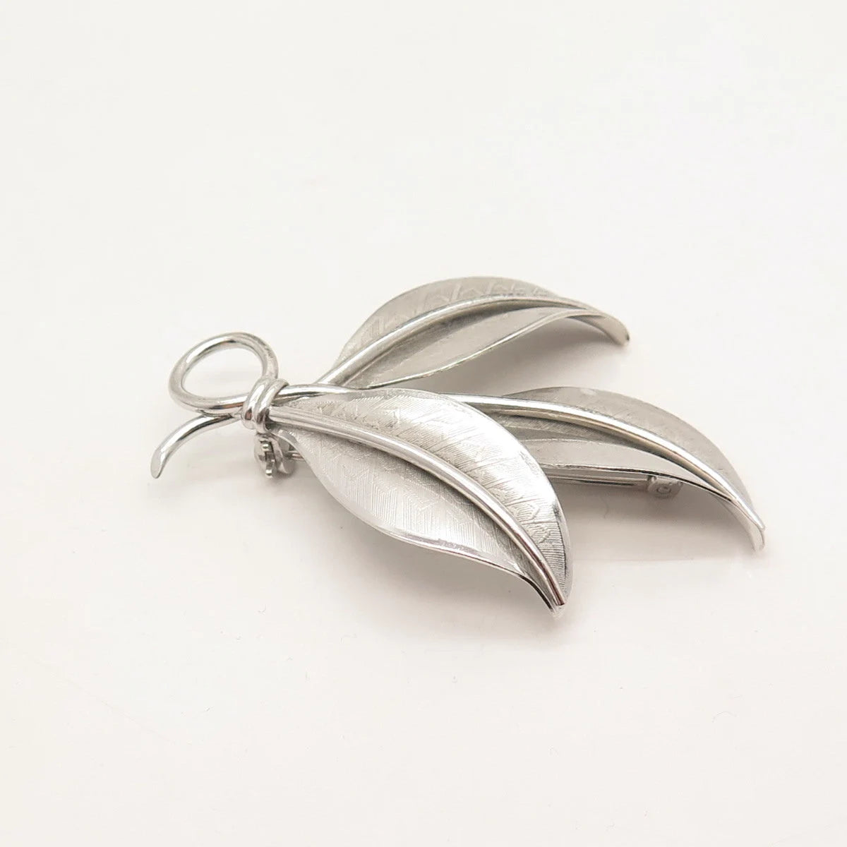 925 Sterling Silver Vintage Danecraft Triple Leaf Pin Brooch
