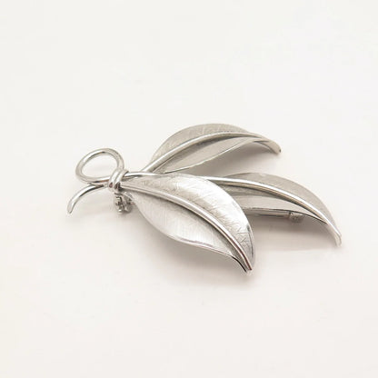 925 Sterling Silver Vintage Danecraft Triple Leaf Pin Brooch