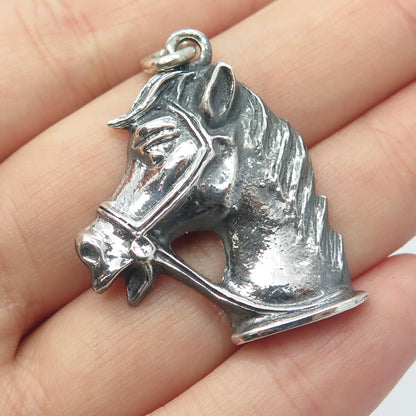 925 Sterling Silver Vintage Horse Head Oxidized Pendant
