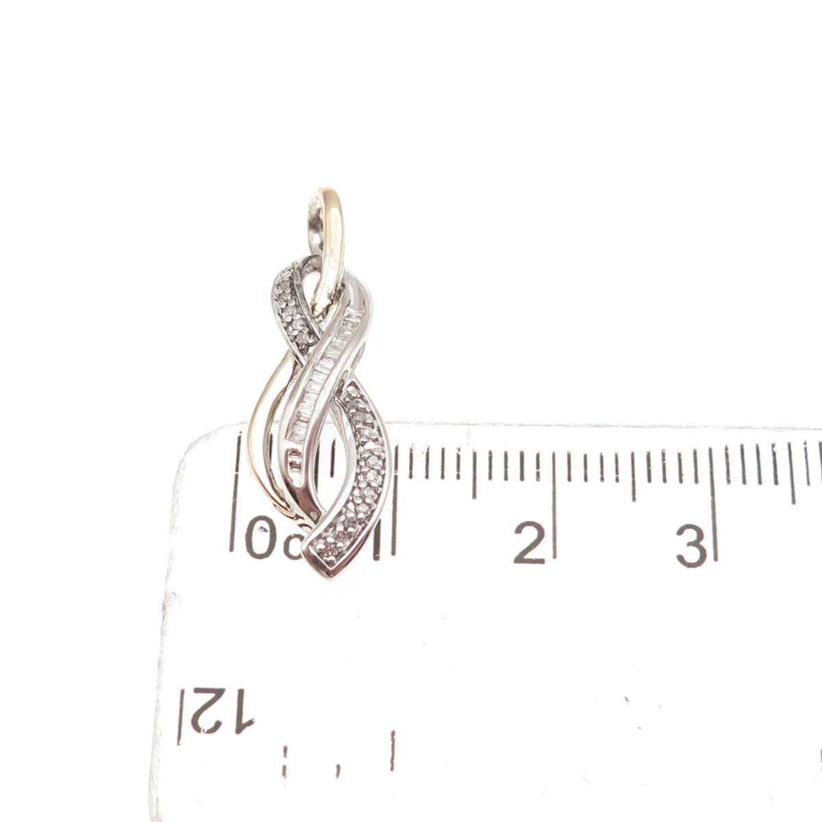 Sun 925 Sterling Silver 14K Gold Real Diamond Infinity Charm Pendant