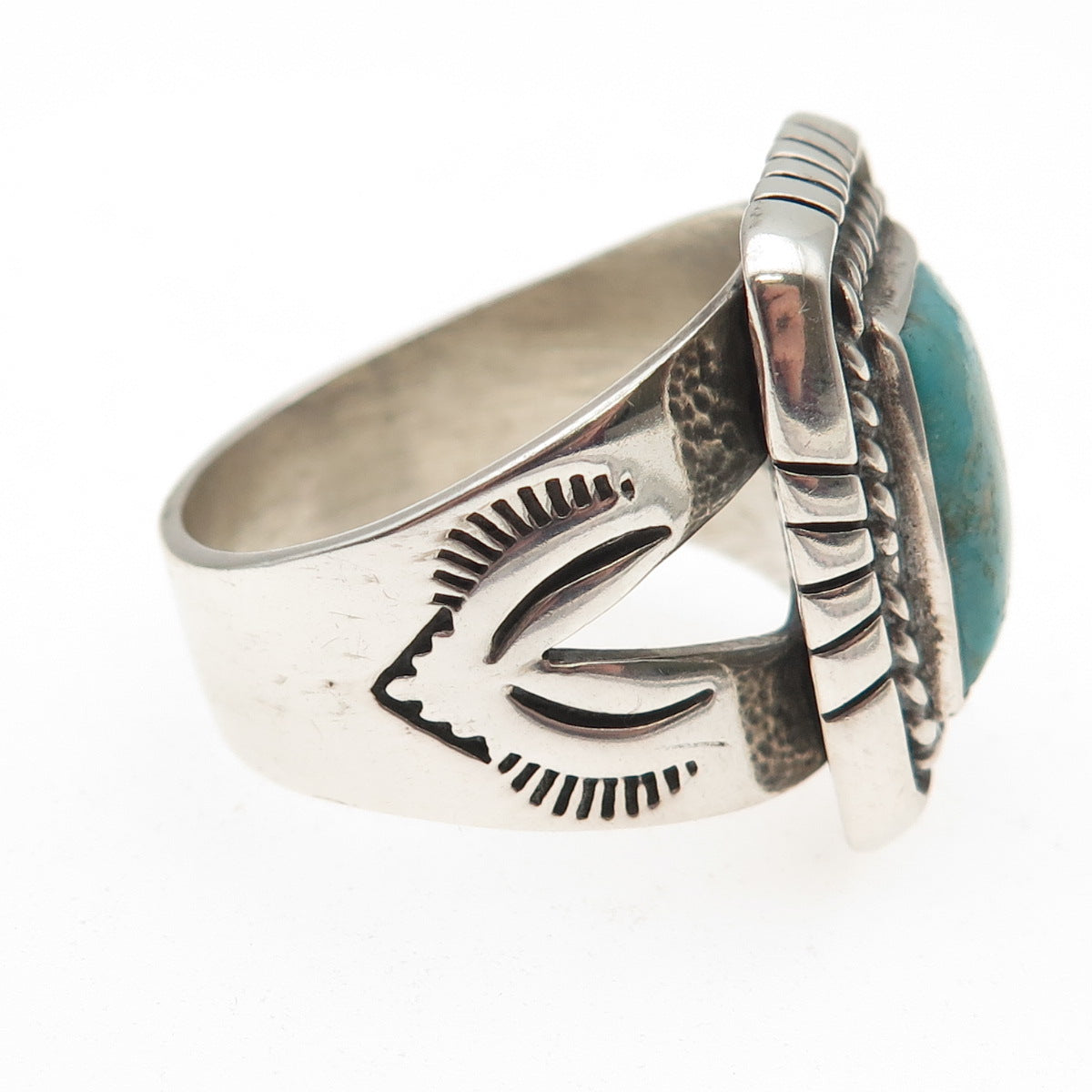 Carolyn Pollack Old Pawn 925 Sterling Silver Vintage Turquoise Ring Size 12.75