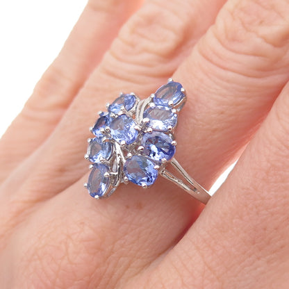 Chuck Clemency 925 Sterling Silver Real Oval-Cut Tanzanite Ring Size 8.25