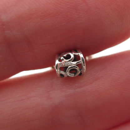 925 Sterling Silver Vintage Real MOP Heart Oxidized Charm Pendant