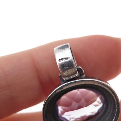 Boma 925 Sterling Silver Vintage Real Amethyst Moonstone & Blue Topaz Pendant