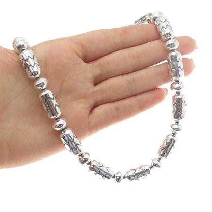 Old Pawn Sterling Silver Vintage Southwestern Beaded Chain Tribal Necklace 22"