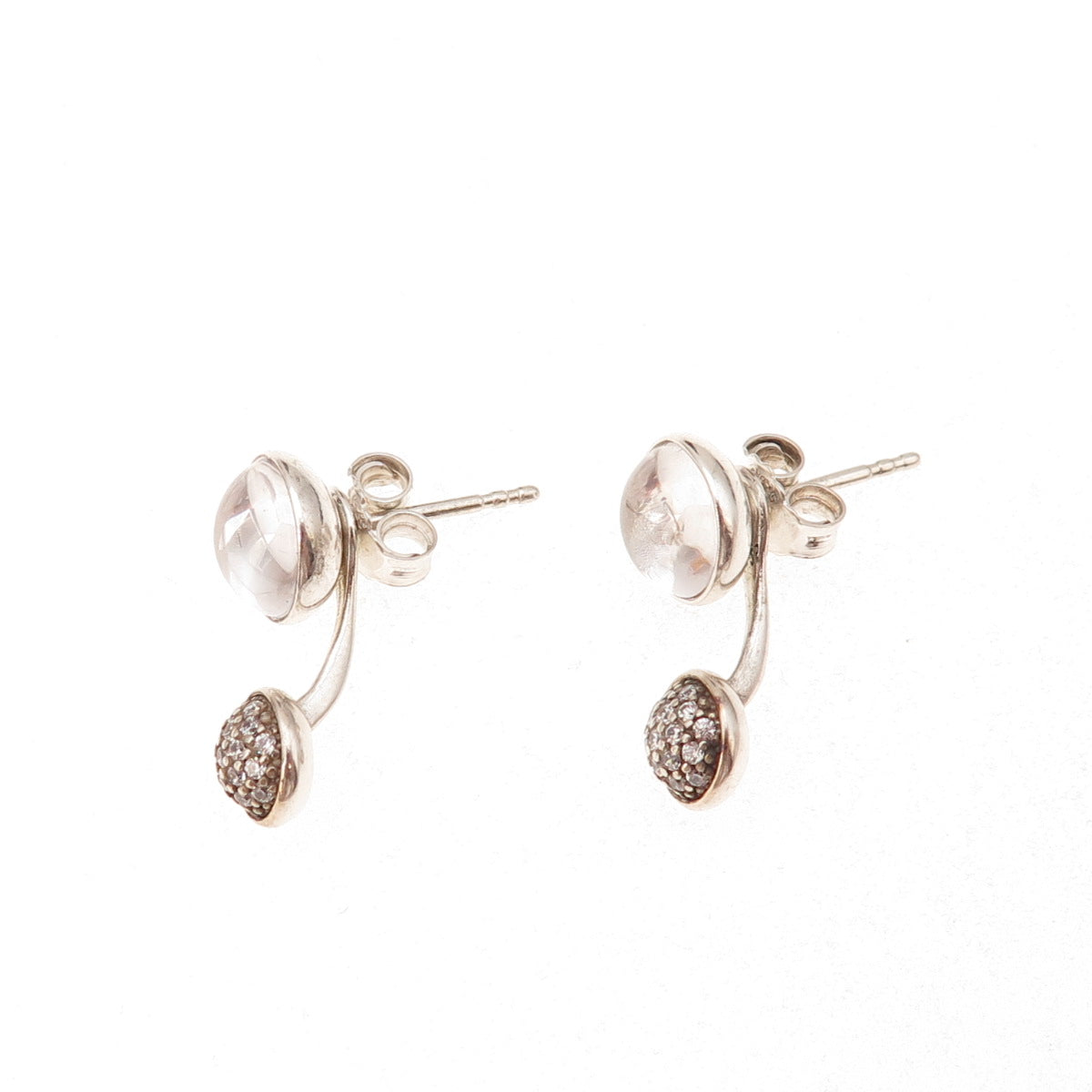 Pandora Sterling Crystal & C Z Dazzling Poetic Droplets Interchangeable Earrings