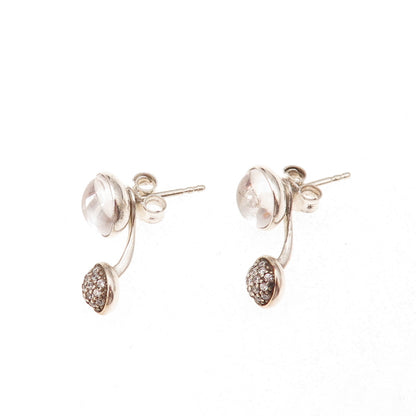 Pandora Sterling Crystal & C Z Dazzling Poetic Droplets Interchangeable Earrings