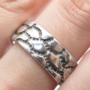 925 Sterling Silver Vintage Cracked Desert Oxidized Band Ring Size 10