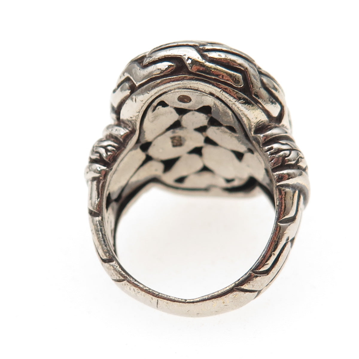 925 Sterling Silver Vintage Hammered Dome Oxidized Ring Size 7.25