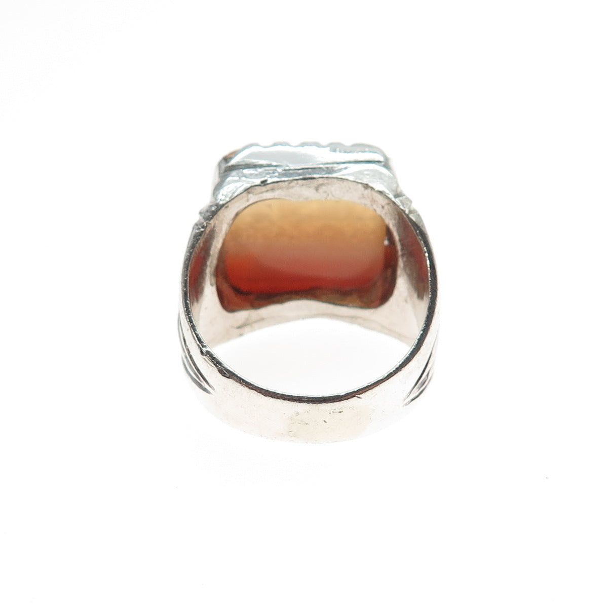 925 Sterling Silver Antique Real Agate Sharaf Islamic Oxidized Ring Size 9.25