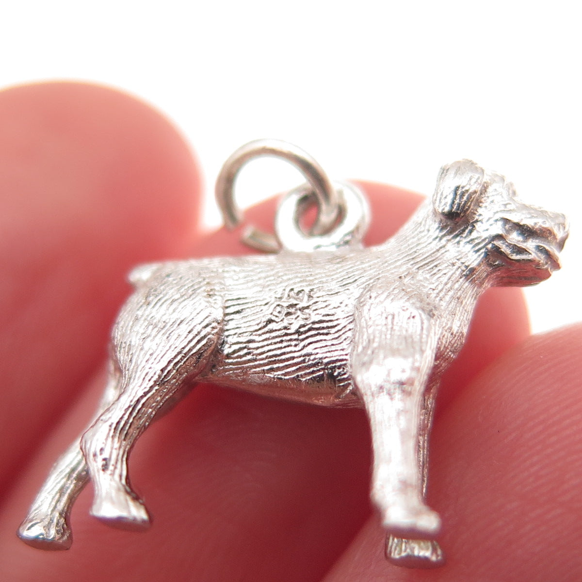 J.M. Fisher 925 Sterling Silver Vintage Rottweiler Dog 3D Charm Pendant