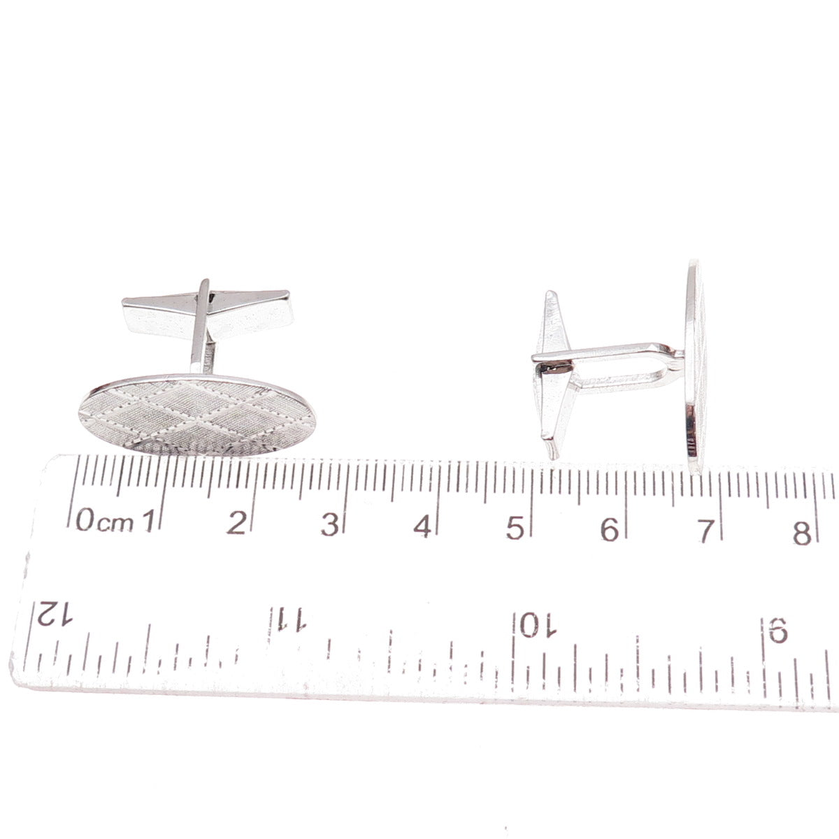 925 Sterling Silver Vintage Diamond-Shape Oval Cufflinks