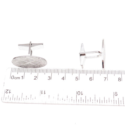 925 Sterling Silver Vintage Diamond-Shape Oval Cufflinks